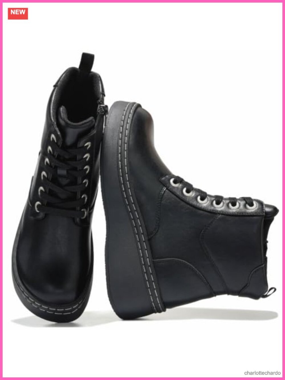 Genuine Leather Platform Ankle Boots Womens Combat Boots Chunky Bootie